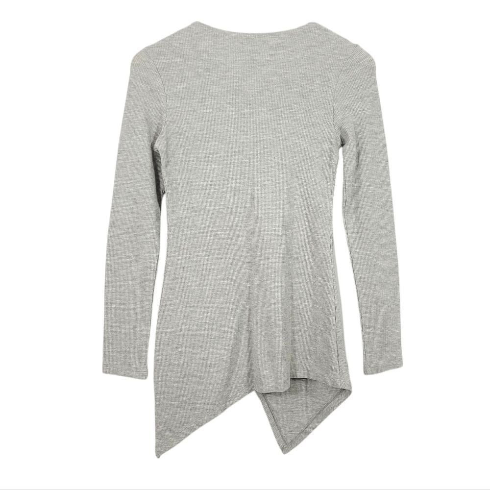 Marc New York Thermal Waffle Knit Draped Cowl Neck Tunic in Light Grey Size S - Picture 3 of 9